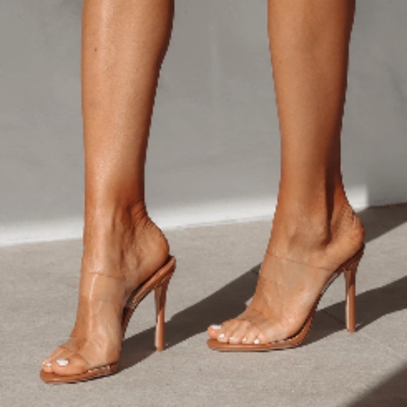 BELLA Tan Clear Heels - Picture 2 of 5